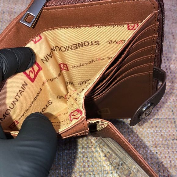 W STONE MOUNTAIN Brown Leather Check Book 20 Card Slips 4 Billfolds Long Wallet - Picture 17 of 17